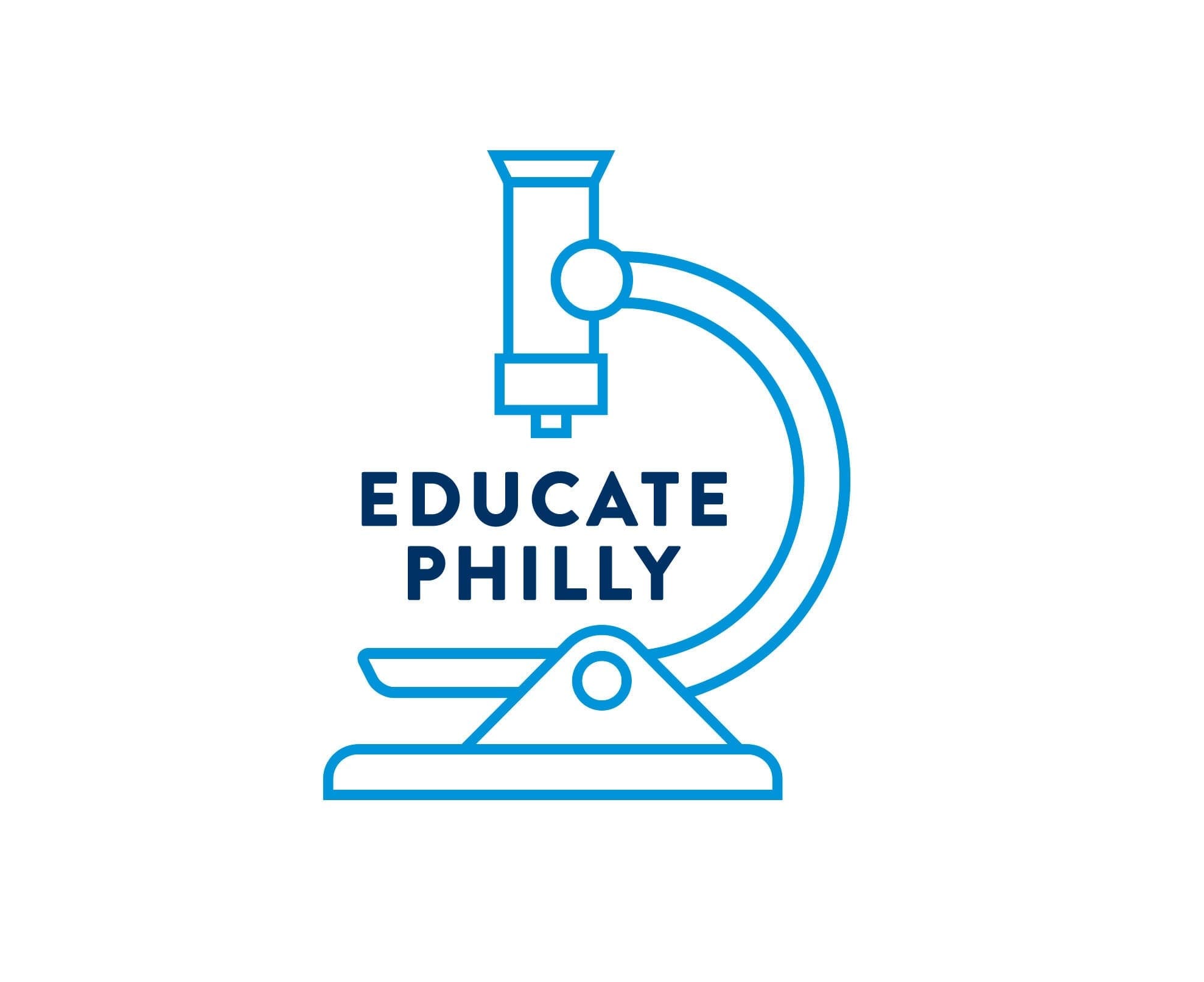 microscope in profile with words Educate Philly over it